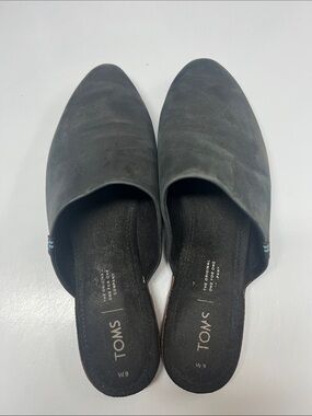 Toms Black Slip-On Mule Flats